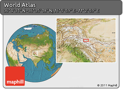 Satellite Location Map of the Area around 36° 19' 55" N, 76° 34' 29" E