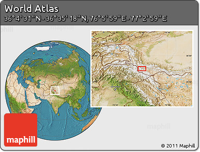 Satellite Location Map of the Area around 36° 19' 55" N, 76° 34' 29" E