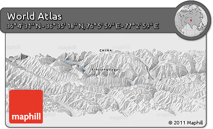 Physical Panoramic Map of the Area around 36° 19' 55" N, 76° 34' 29" E