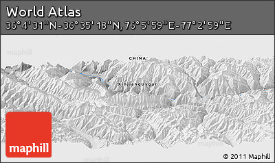 Physical Panoramic Map of the Area around 36° 19' 55" N, 76° 34' 29" E