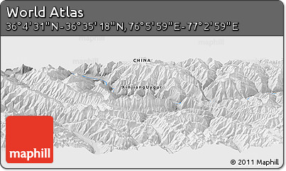Physical Panoramic Map of the Area around 36° 19' 55" N, 76° 34' 29" E