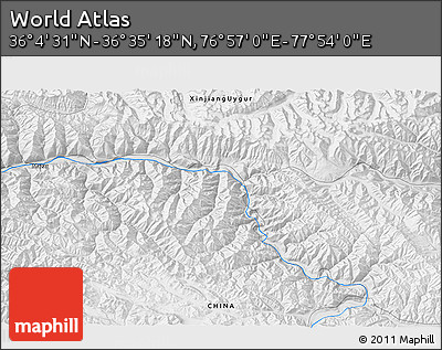 Physical 3D Map of the Area around 36° 19' 55" N, 77° 25' 30" E
