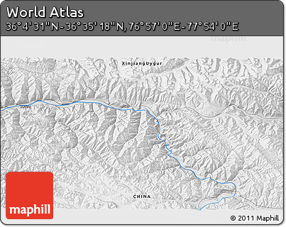 Physical 3D Map of the Area around 36° 19' 55" N, 77° 25' 30" E