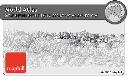 Physical Panoramic Map of the Area around 36° 19' 55" N, 78° 16' 30" E