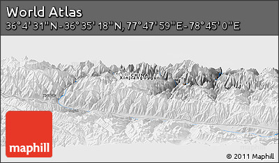 Physical Panoramic Map of the Area around 36° 19' 55" N, 78° 16' 30" E
