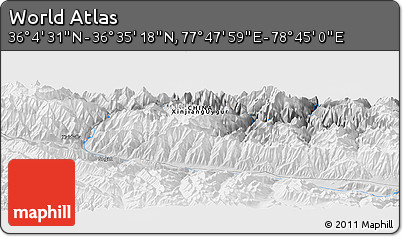Physical Panoramic Map of the Area around 36° 19' 55" N, 78° 16' 30" E