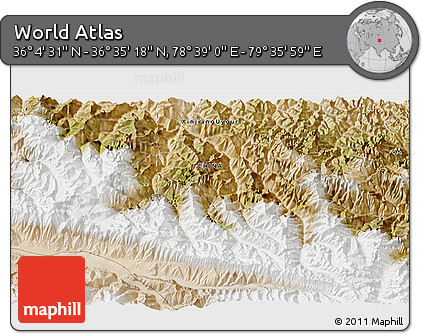 Satellite 3D Map of the Area around 36° 19' 55" N, 79° 7' 30" E