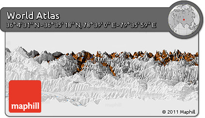 Physical Panoramic Map of the Area around 36° 19' 55" N, 79° 7' 30" E