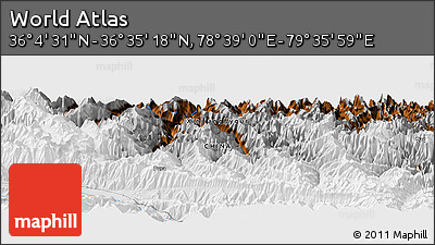Physical Panoramic Map of the Area around 36° 19' 55" N, 79° 7' 30" E