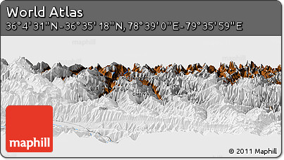 Physical Panoramic Map of the Area around 36° 19' 55" N, 79° 7' 30" E