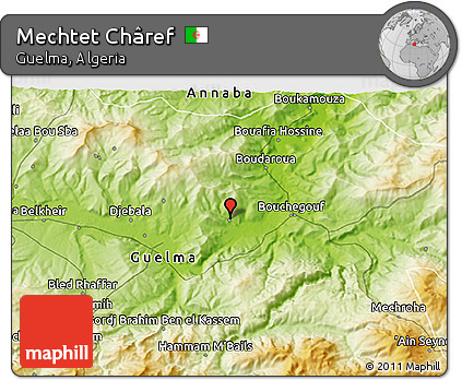 Physical 3D Map of Mechtet Châref