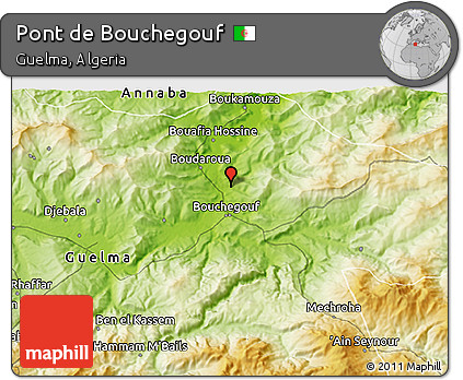 Physical 3D Map of Pont De Bouchegouf