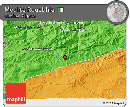 Political 3D Map of Mechta Rouabhia