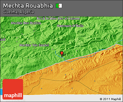 Political 3D Map of Mechta Rouabhia