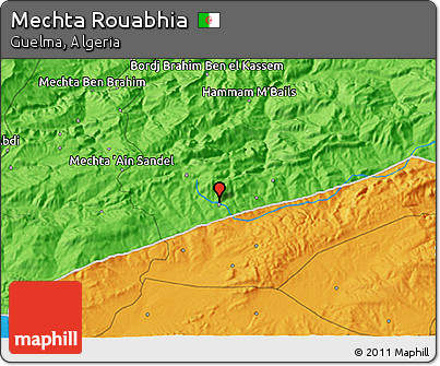 Political 3D Map of Mechta Rouabhia