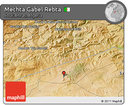 Satellite 3D Map of Mechta Gabel Rebta