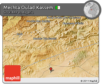 Satellite 3D Map of Mechta Oulad Kassem