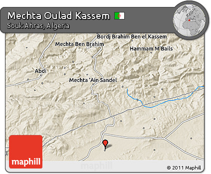 Shaded Relief 3D Map of Mechta Oulad Kassem