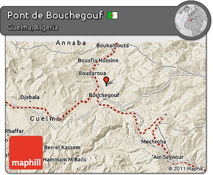 Shaded Relief 3D Map of Pont De Bouchegouf