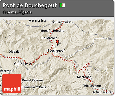 Shaded Relief 3D Map of Pont De Bouchegouf