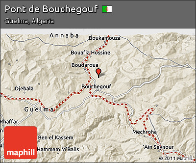Shaded Relief 3D Map of Pont De Bouchegouf