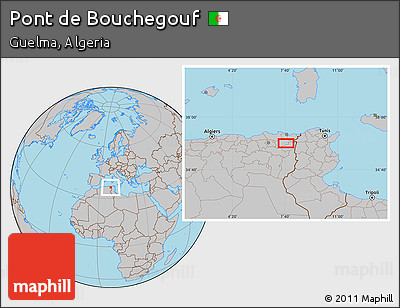 Gray Location Map of Pont De Bouchegouf
