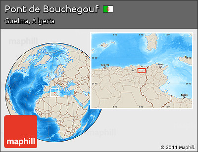 Shaded Relief Location Map of Pont De Bouchegouf