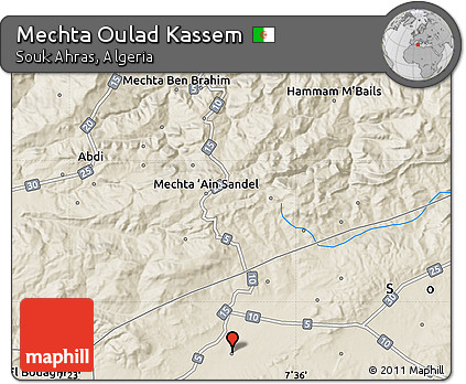 Shaded Relief Map of Mechta Oulad Kassem