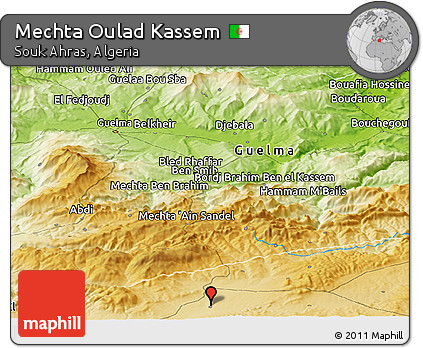 Physical Panoramic Map of Mechta Oulad Kassem