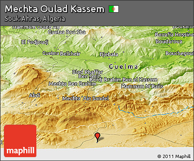 Physical Panoramic Map of Mechta Oulad Kassem