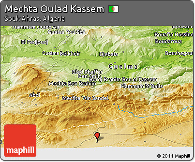 Physical Panoramic Map of Mechta Oulad Kassem