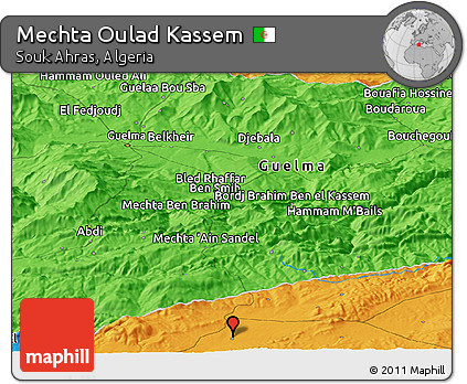 Political Panoramic Map of Mechta Oulad Kassem