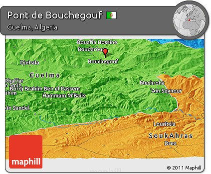 Political Panoramic Map of Pont De Bouchegouf