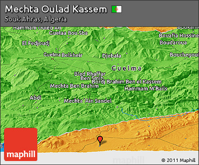 Political Panoramic Map of Mechta Oulad Kassem