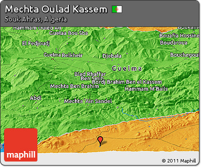 Political Panoramic Map of Mechta Oulad Kassem