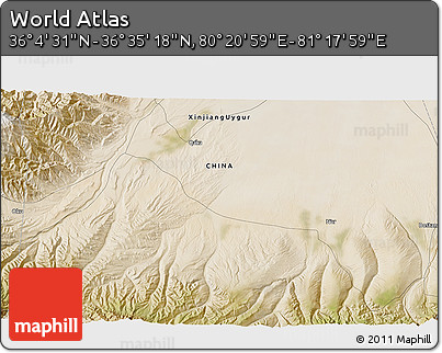 Satellite 3D Map of the Area around 36° 19' 55" N, 80° 49' 29" E
