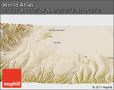Satellite 3D Map of the Area around 36° 19' 55" N, 80° 49' 29" E