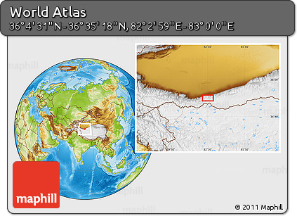 Physical Location Map of the Area around 36° 19' 55" N, 82° 31' 30" E