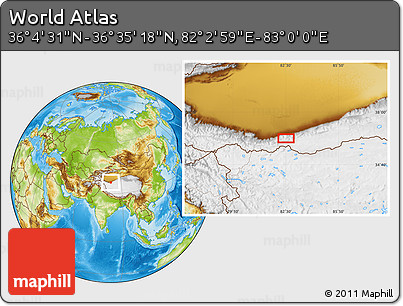 Physical Location Map of the Area around 36° 19' 55" N, 82° 31' 30" E