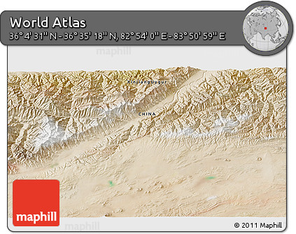 Satellite 3D Map of the Area around 36° 19' 55" N, 83° 22' 30" E