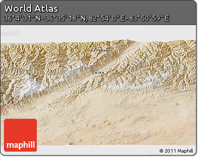 Satellite 3D Map of the Area around 36° 19' 55" N, 83° 22' 30" E