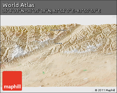 Satellite 3D Map of the Area around 36° 19' 55" N, 83° 22' 30" E