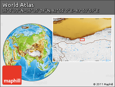 Physical Location Map of the Area around 36° 19' 55" N, 83° 22' 30" E