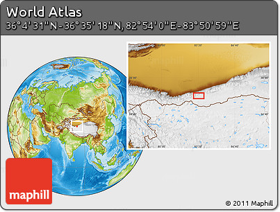 Physical Location Map of the Area around 36° 19' 55" N, 83° 22' 30" E
