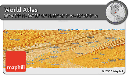 Political Panoramic Map of the Area around 36° 19' 55" N, 83° 13' 29" W