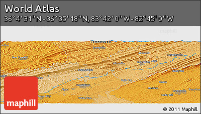 Political Panoramic Map of the Area around 36° 19' 55" N, 83° 13' 29" W