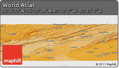 Political Panoramic Map of the Area around 36° 19' 55" N, 83° 13' 29" W