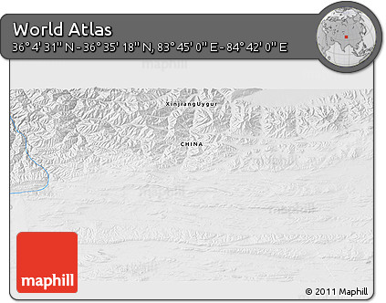 Physical 3D Map of the Area around 36° 19' 55" N, 84° 13' 29" E
