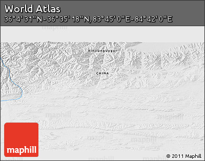 Physical 3D Map of the Area around 36° 19' 55" N, 84° 13' 29" E