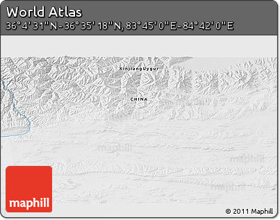 Physical 3D Map of the Area around 36° 19' 55" N, 84° 13' 29" E
